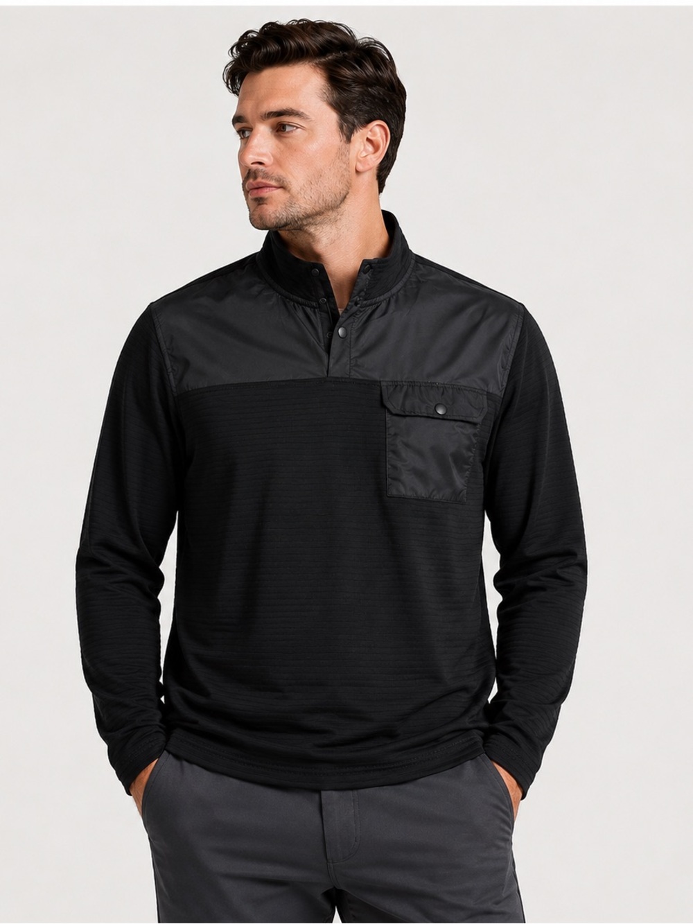 Nomad NWT Black Lightweight Snap Neck Pullover 2XL